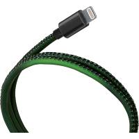 Кабель USB 2.0 Am - Lightning 1.0m (оплётка Chamelion, black-green) QUMO