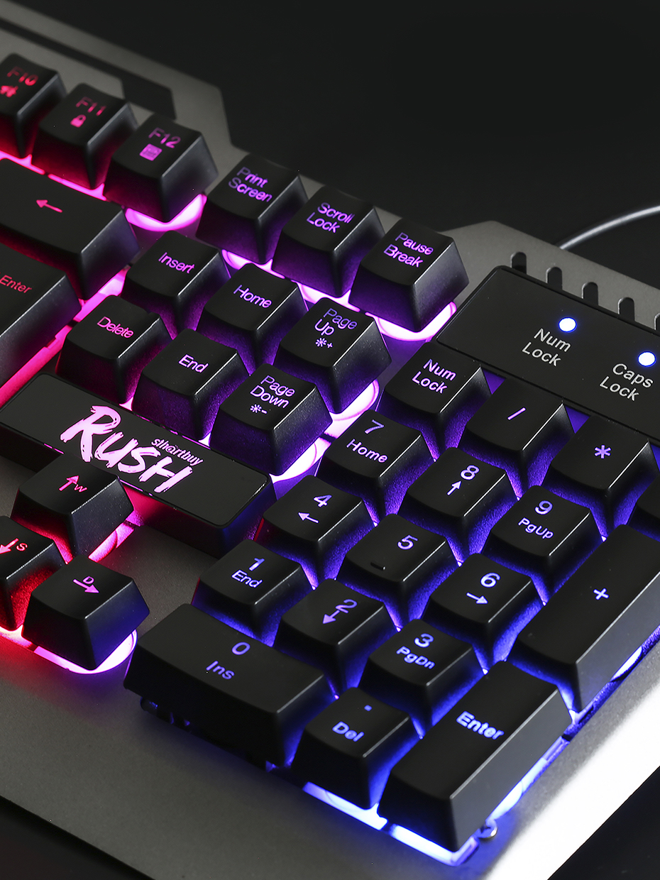 Клавиатура Smartbuy RUSH Metal heart (SBK-354GU-K, USB, радужная подсветка, игровая, мультимедийная, black-grey)