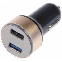 Зарядное устройство от прикуривателя (12/24V, 2*USB, 3.1A, black-gold)