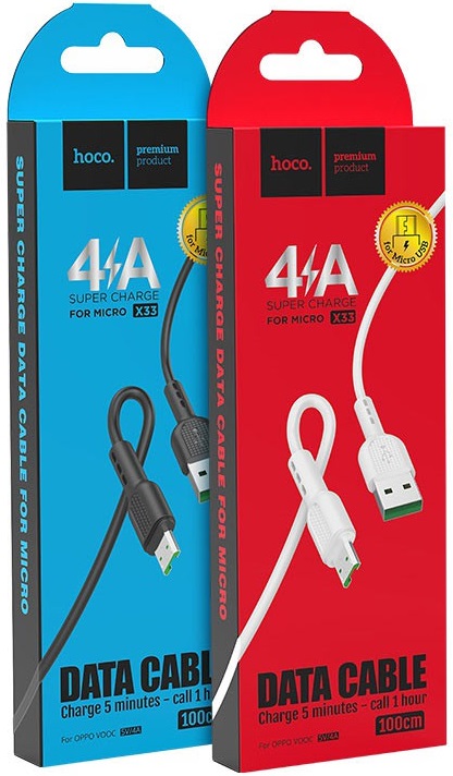 Кабель USB 2.0 Am - micro USB 1.0m (X33 4A Surge, 4A, быстрая зарядка, black) hoco