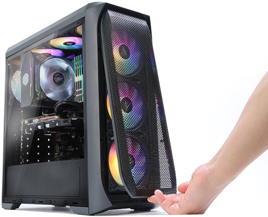Корпус ZALMAN N5 MF (без БП, ATX, USB3.0, 4x rainbow LED Fan, black)