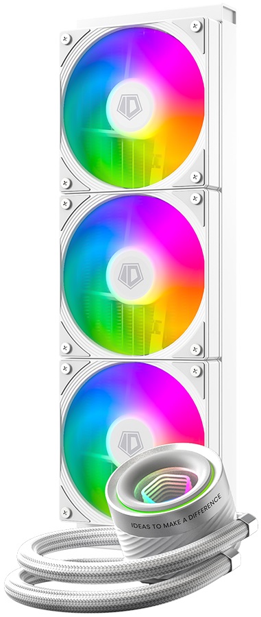 Водяное охлаждение ID-Cooling FX360 INF WHITE (1150/1151/1155/1156/1200/1700/1851/AM4/AM5, Радиатор: Al, Водоблок: Cu, 3 вентилятора: 120mm, 300-2000rpm, <27dBa, 4pin, PWM, ARGB, Помпа: 2900rpm, 25dBa, 3pin, 300W, white) RTL