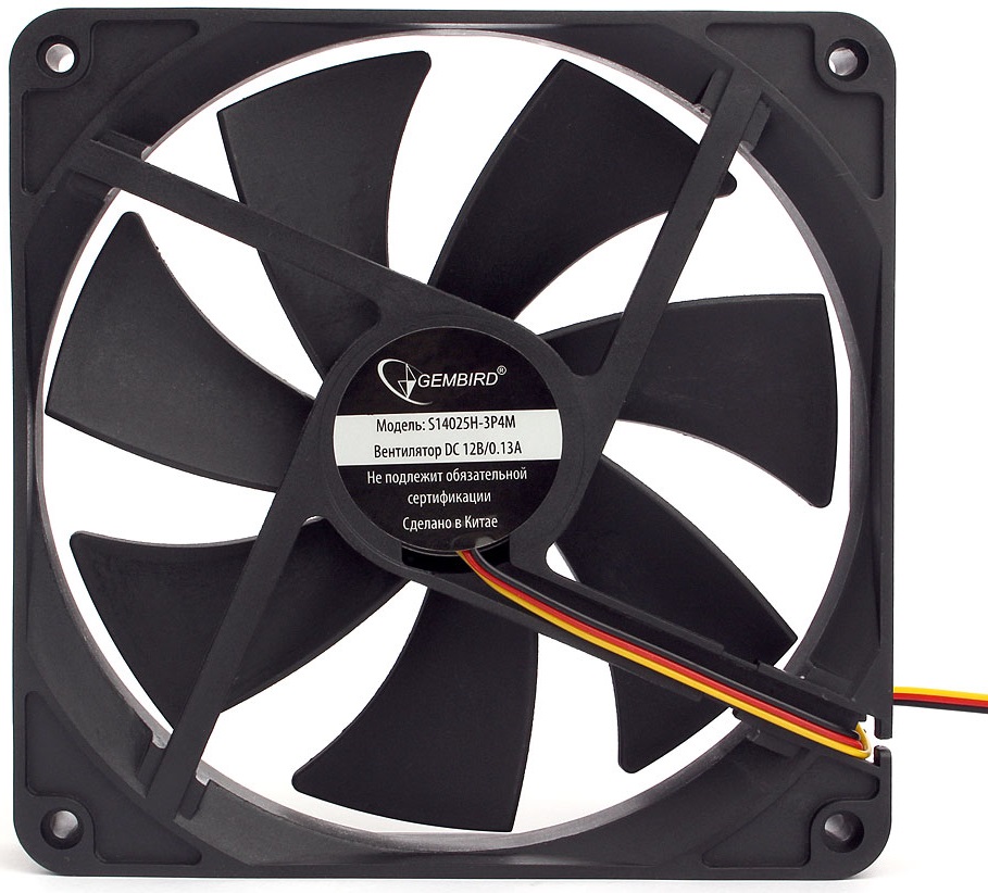 Вентилятор Gembird S14025H-3P4M (140x140x25mm, Hydro, 1450rpm, 29dBa, 3+4pin, black) OEM