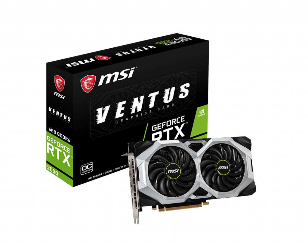 Видеокарта MSI GF RTX2060 6Gb (RTX 2060 VENTUS 6G OC, 192bit, GDDR6, HDMI+3xDP) RTL