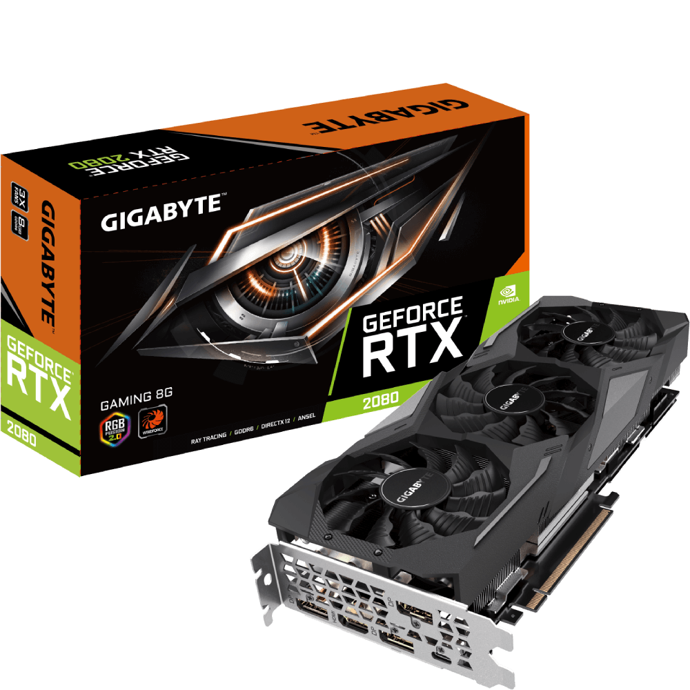 Видеокарта Gigabyte GF RTX2080 8Gb (GV-N2080GAMING-8GC, 256bit, GDDR6, HDMI+3xDP+USB Type-C) RTL