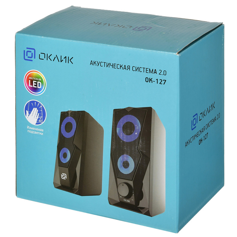 Колонки Oklick OK-127 (2x3W, USB, RGB подсветка, black)