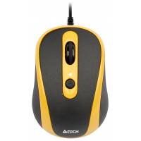 Мышь A4Tech N-250X-3 (USB, для ноутбука, optical, 1600dpi, black-yellow)