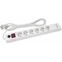 Сетевой фильтр Buro (BU-SP3 USB/W, 6 розеток, 3 метра, 2 порта USB (2 x 1A), white) RTL