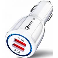 Зарядное устройство от прикуривателя Dream SM02 (12/24V - 2xUSB, 5V/3.1A, 9V/2A, 12V/1.5A, QC3.0, white)