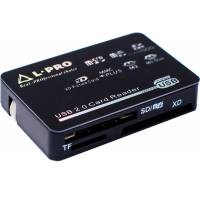 Карт-ридер L-PRO #1138 (microSD, SDHC, M2, MMC, XD, MS, MS Duo, RS-MMC, black, USB2.0)
