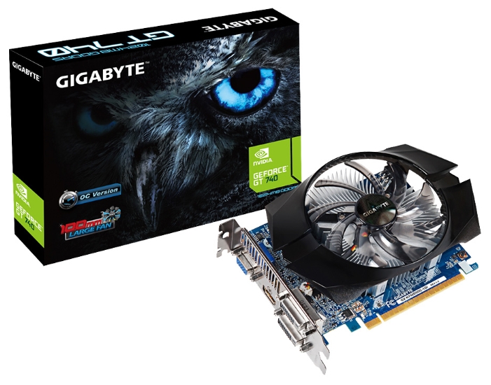 Видеокарта Gigabyte GF GT740 1Gb (GV-N740D5OC-1GI, 128bit, GDDR5, 2xDVI+HDMI+CRT) RTL