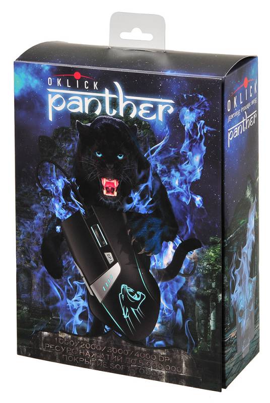 Мышь Oklick PANTHER 885G (USB, optical, 4000dpi, игровая, black-silver)