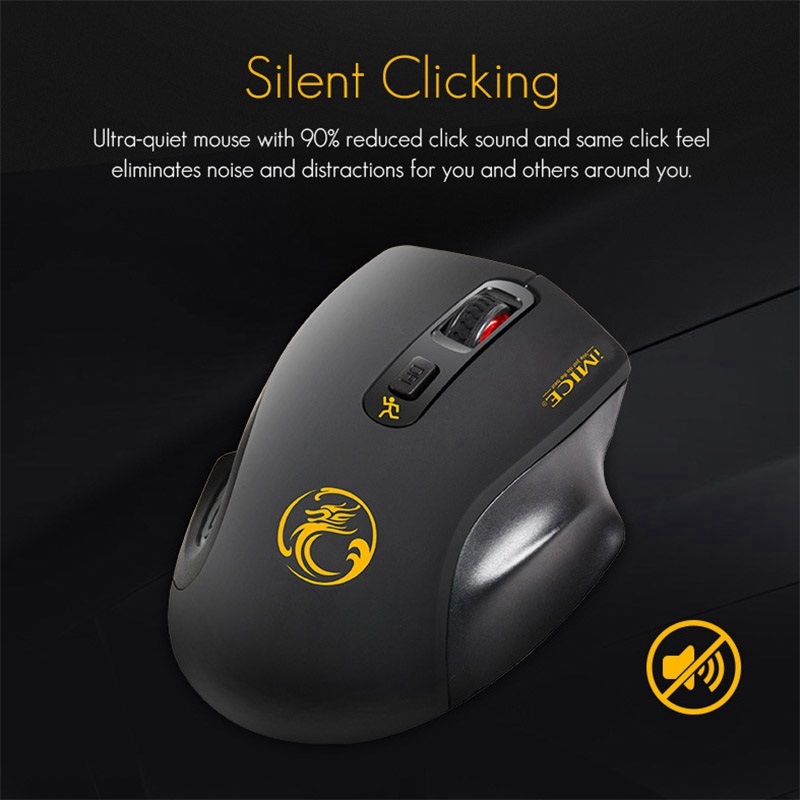 Мышь беспроводная iMICE G-1800 (optical, 1600dpi, 2xAAA, бесшумный клик, black)