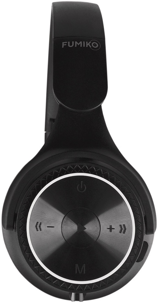Наушники FUMIKO HARMONY (FBH12-01, накладные закрытые, беспроводные, Bluetooth 5.0, AUX, с микрофоном, до 10м., до 4 часов работы от батареи, microSD до 32Gb, FM, black)
