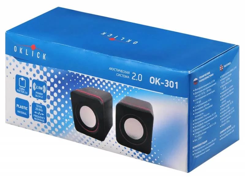 Колонки Oklick OK-301 (2х2.5W, USB, black-red)