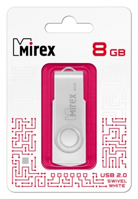 Флеш накопитель USB 2.0 8Gb Mirex Swivel (white)
