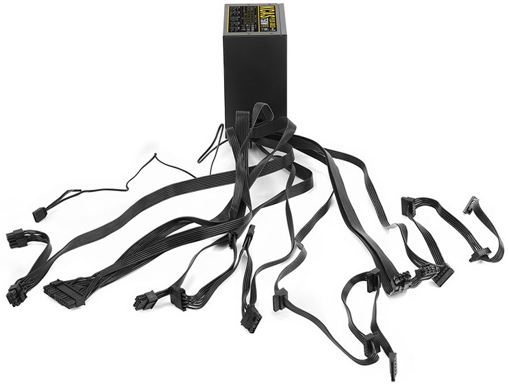 Блок питания AeroCool 750W (KCAS-750W PLUS GOLD, 80+ Gold, 120mm, 20+4+4+4+4+4pin, 3*PCI-E 6+2pin, 8*SATA, 4*HDD, RGB) RTL