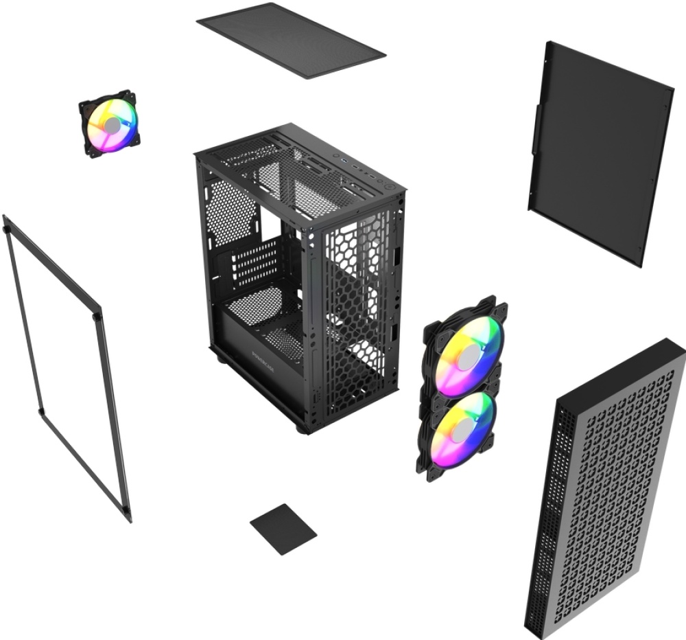 Корпус Powercase Mistral Micro EM18 (CMMEM18B-A3) (без БП, mATX, USB3.0, 3x ARGB Fan, black)