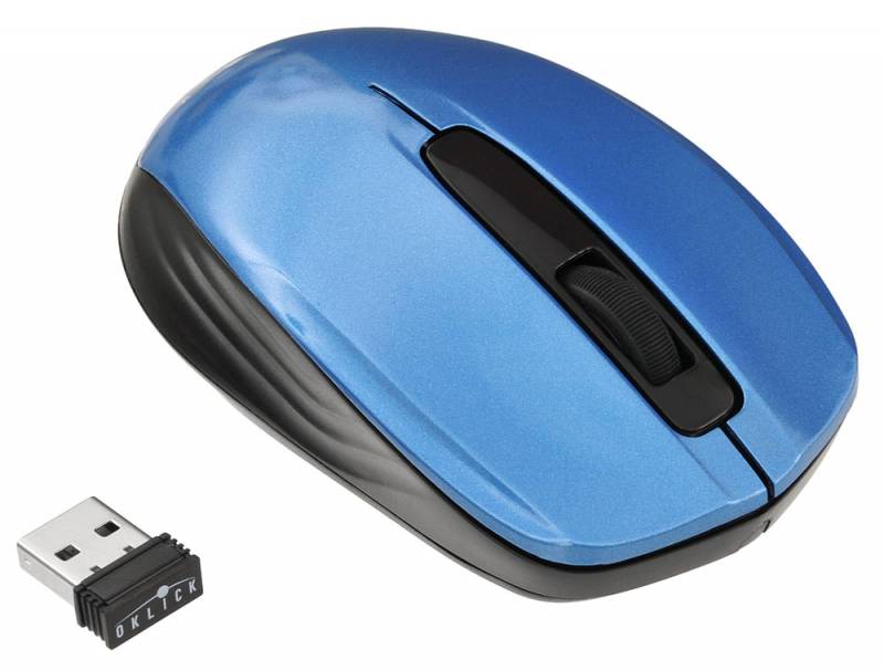 Мышь беспроводная Oklick 475MW (optical, 1600dpi, 2xAAA, black-blue)