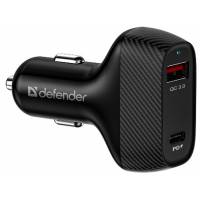 Зарядное устройство скоростное от прикуривателя Defender UCA-90 (вход 12-24V, USB, Type-C, QC3.0, 36W, black)