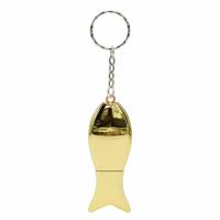 Флеш накопитель - Брелок USB 2.0 16Gb (металл, рыбка, gold)