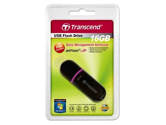 Флеш накопитель USB 2.0 16Gb Transcend JetFlash 300 (TS16GJF300, black-purple)
