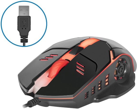 Мышь Defender Ultra Gloss MB-490 (USB, optical, 1000dpi, подсветка, black)