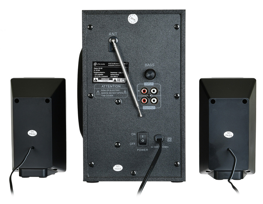 Колонки Oklick OK-430 (23W, Bluetooth, ПДУ, AUX, FM, USB, SD, black)