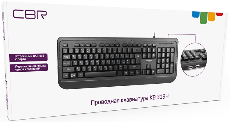 Клавиатура CBR KB 319H (USB, USB 2.0 HUB 2 порта, black)