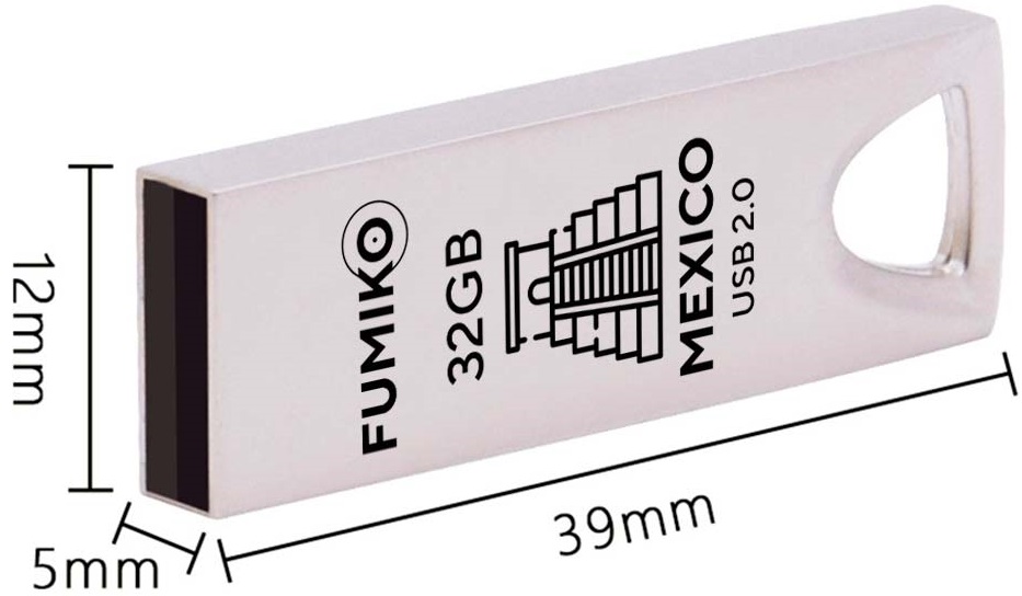 Флеш накопитель USB 2.0 32Gb FUMIKO MEXICO (FMX-04, silver)