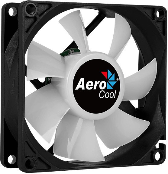 Вентилятор AeroCool Frost 8 (80x80x25mm, Sleeve, 1500rpm, 28dBa, 3+4pin, RGB fixed LED, black-white) RTL