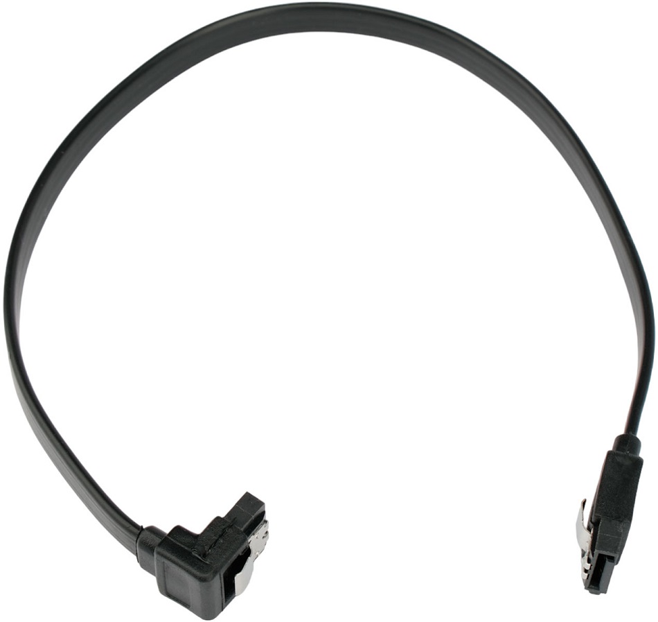 Кабель интерфейсный SATA 0.3m (CC-SATAM-DATA90-BL-30CM, угловой разъём, защелки, black) Cablexpert