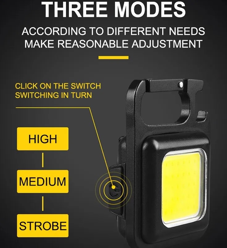 Светодиодный карманный фонарик COB (500mAh, 1500lm, Type-C, black)