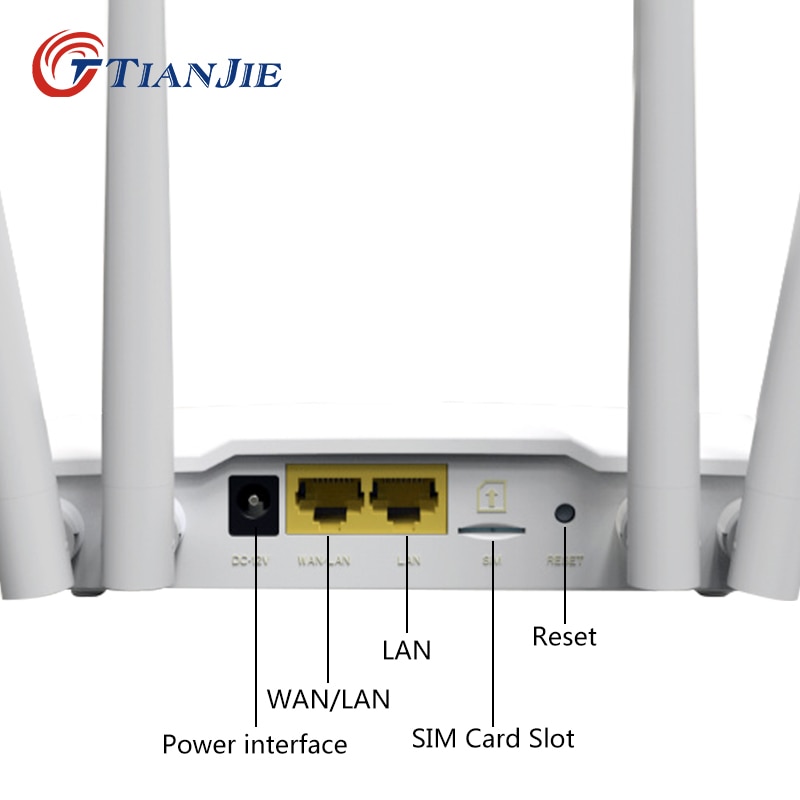 Роутер TianJie LM-321-2 (300Mbps, 2.4GHz, 2 ports, 100Mbps, 4 внешние несъёмные антенны, 4G LTE, SIM, white)