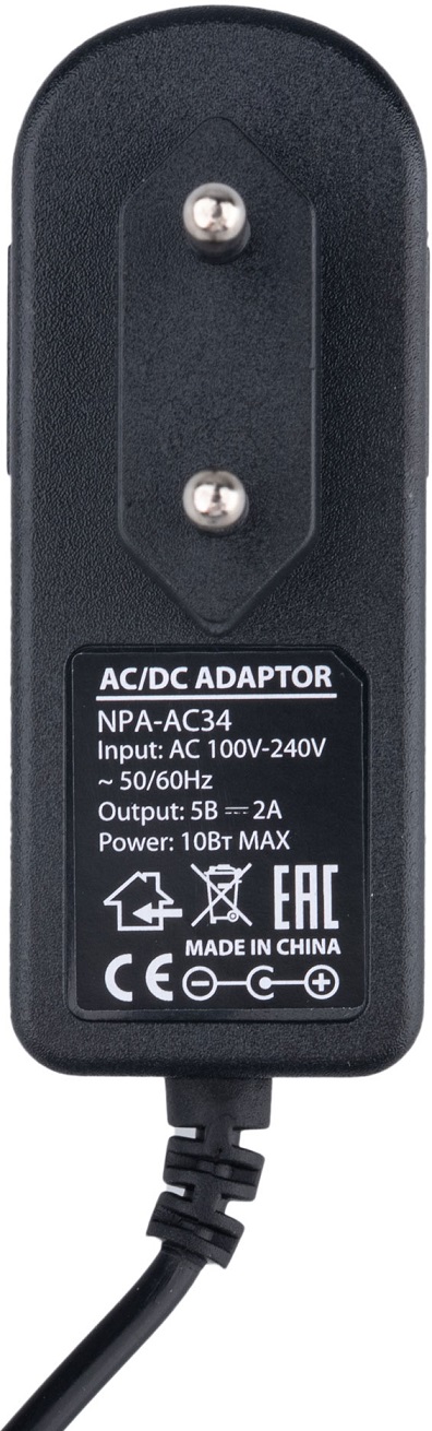 Блок питания Gembird NPA-AC34 (вход 100-240V, выход 5V - 2A, 10W, black, 3.5х1.35mm, black)