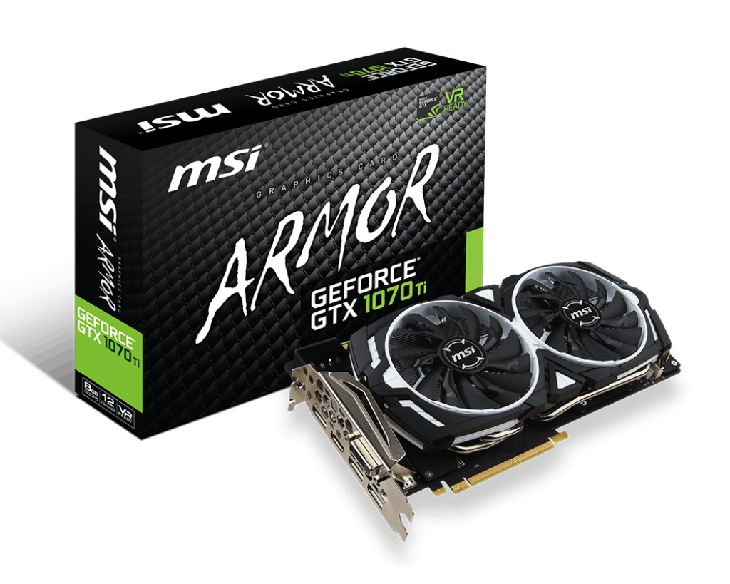 Видеокарта MSI GF GTX1070Ti 8192Mb (GTX 1070 Ti ARMOR 8G, 256bit, GDDR5, DVI+HDMI+3xDP) RTL