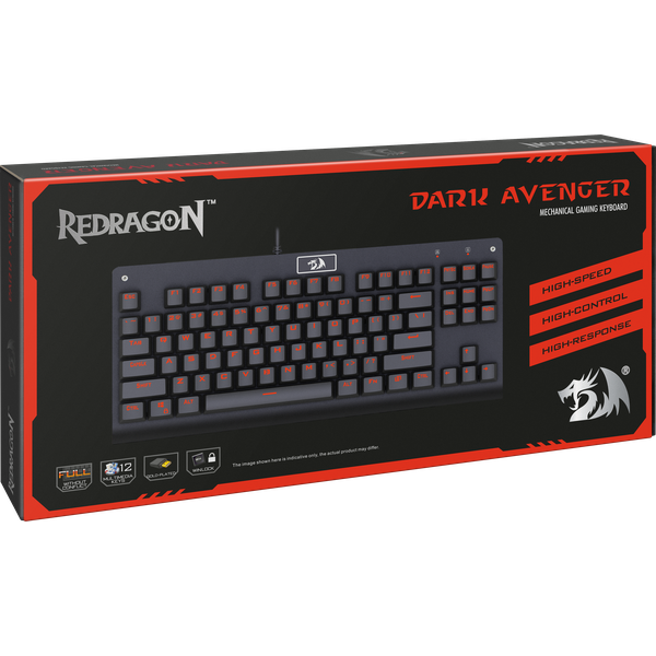 Клавиатура Redragon DARK AVENGER (USB, механическая, RGB подсветка, влагоустойчивая, игровая, black)