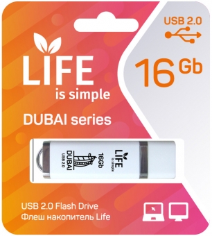 Флеш накопитель USB 2.0 16Gb LIFE DUBAI (LF16DUWHITE-01, white)