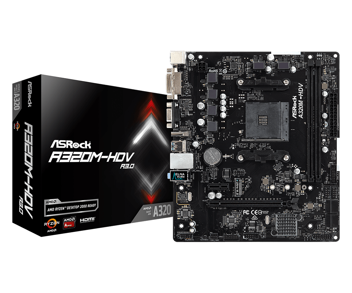 Материнская плата ASRock A320M-HDV R3.0 (AM4, mATX) RTL