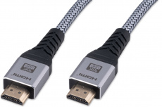 Кабель HDMI (m) - HDMI (m) 1.0m (CCP-HDMI16K-1M, медь, 16K, ver.2.2, с позолоченными контактами, тройное экранирование, нейлоновая оплётка, grey) Cablexpert