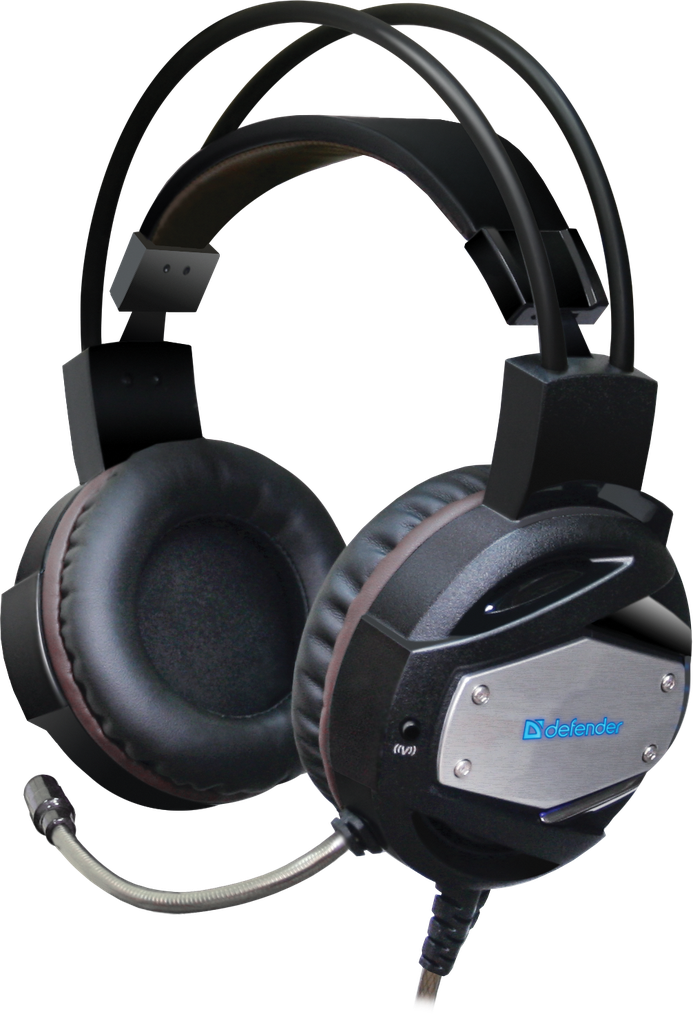 Наушники Defender Warhead G-500 (полноразмерные закрытые, c микрофоном, игровые, вибрация, 2.5m, промо-код "War Thunder", black-silver)