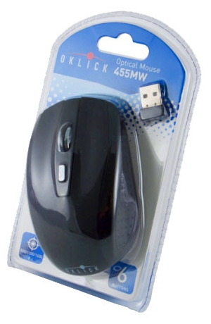 Мышь беспроводная Oklick 455MW (optical, 1600dpi, 2xAAA, black)