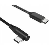 Кабель Type-C --> Type-C 1.0m (3A, 60W, угловой, быстрая зарядка, нейлоновая оплётка, black)