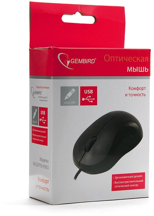 Мышь Gembird MUSOPTI9-900U (USB, optical, 1000dpi, black)