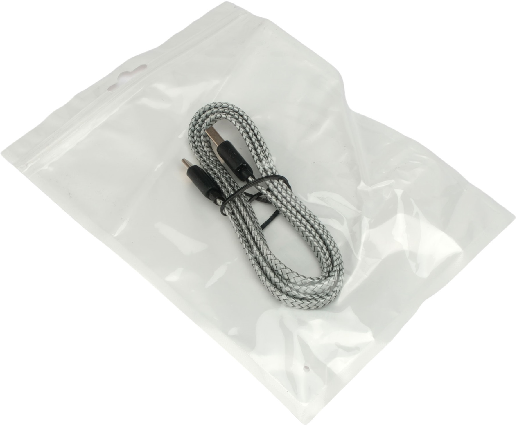 Кабель USB 2.0 Am - Type-C 1.0m (CC-USB2-AMCM-FL-1M, 2.4A, плоский, нейлоновая оплётка, silver-black) Cablexpert