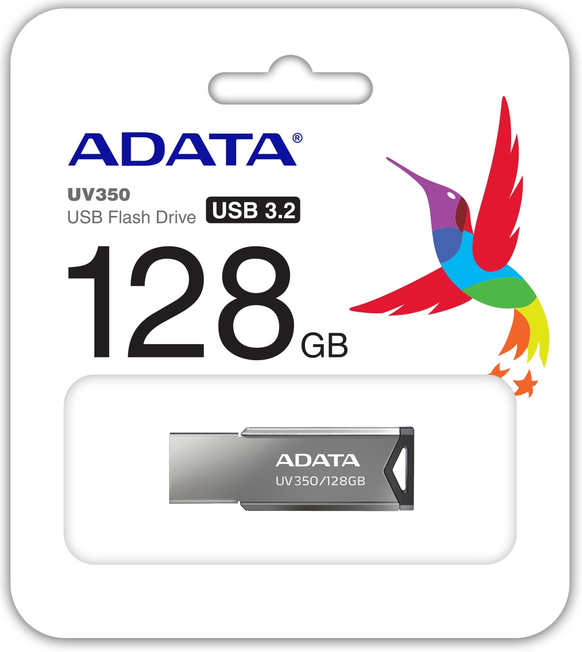 Флеш накопитель USB 3.2 128Gb ADATA UV350 (AUV350-128G-RBK, black)