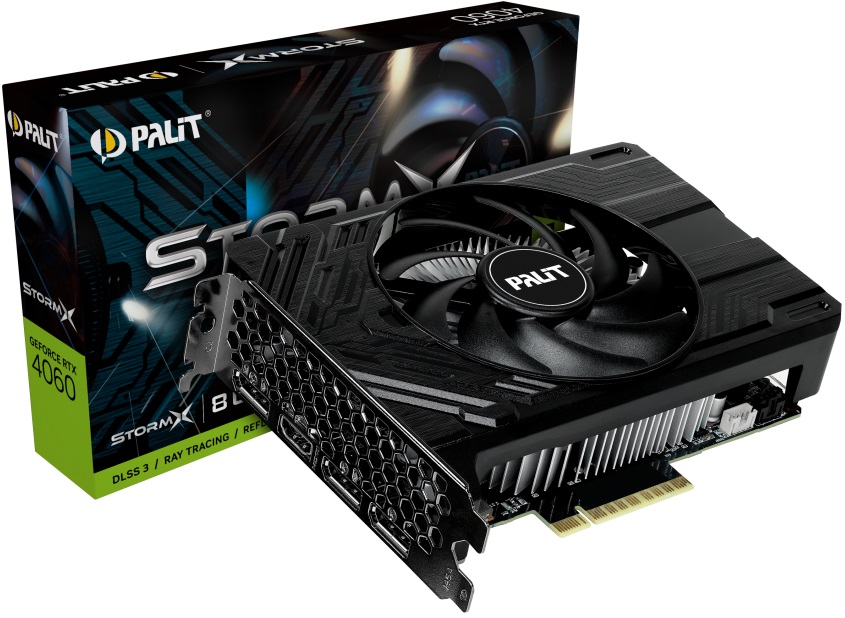 Видеокарта Palit GF RTX4060 STORMX 8Gb (NE64060019P1-1070F, 128bit, GDDR6, HDMI+3xDP) RTL