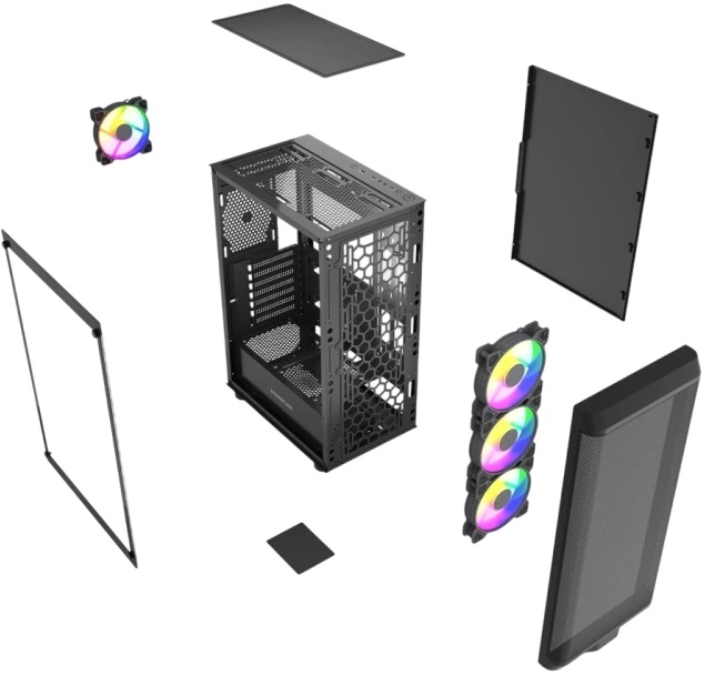 Корпус Powercase Mistral EA22 (CMAEA22-L4) (без БП, ATX, USB3.0, 4x rainbow LED Fan, black)