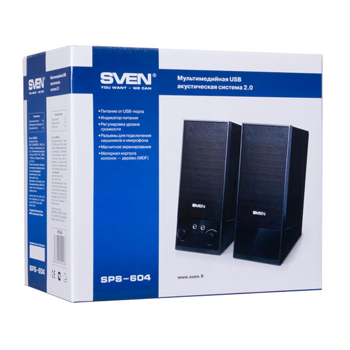 Колонки Sven SPS-604 (2x2W, USB, black)