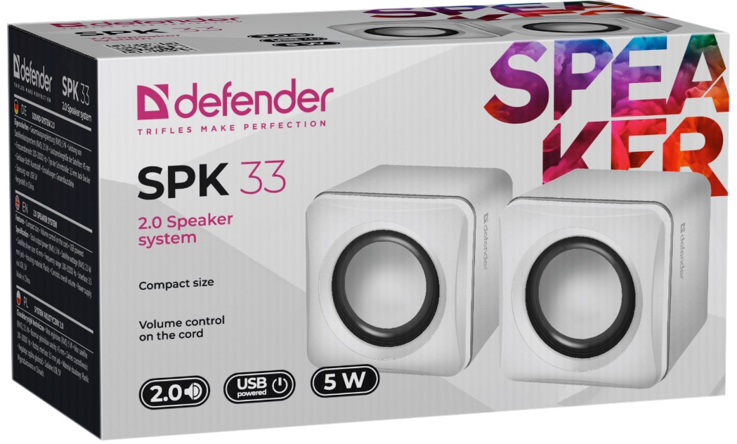 Колонки Defender SPK-33 (2x2.5W, USB, white)